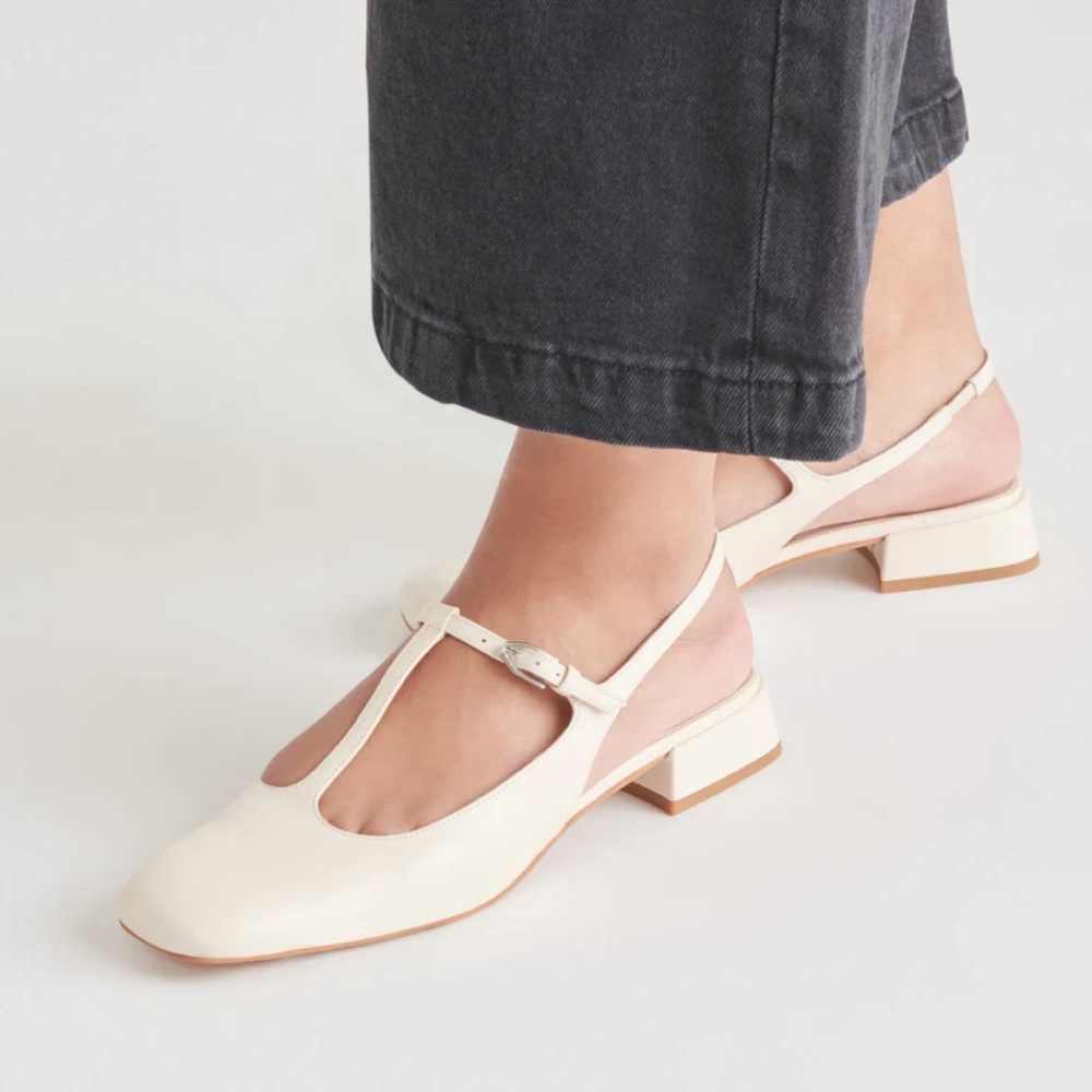 Dolce Vita Cream Flats with Adjustable Slingback
